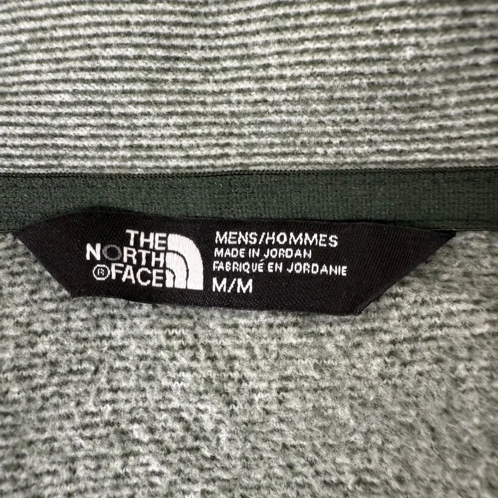 The North Face Mens Pullover 1/4 Zip Long Sleeve Green Gray Polyester Top Medium